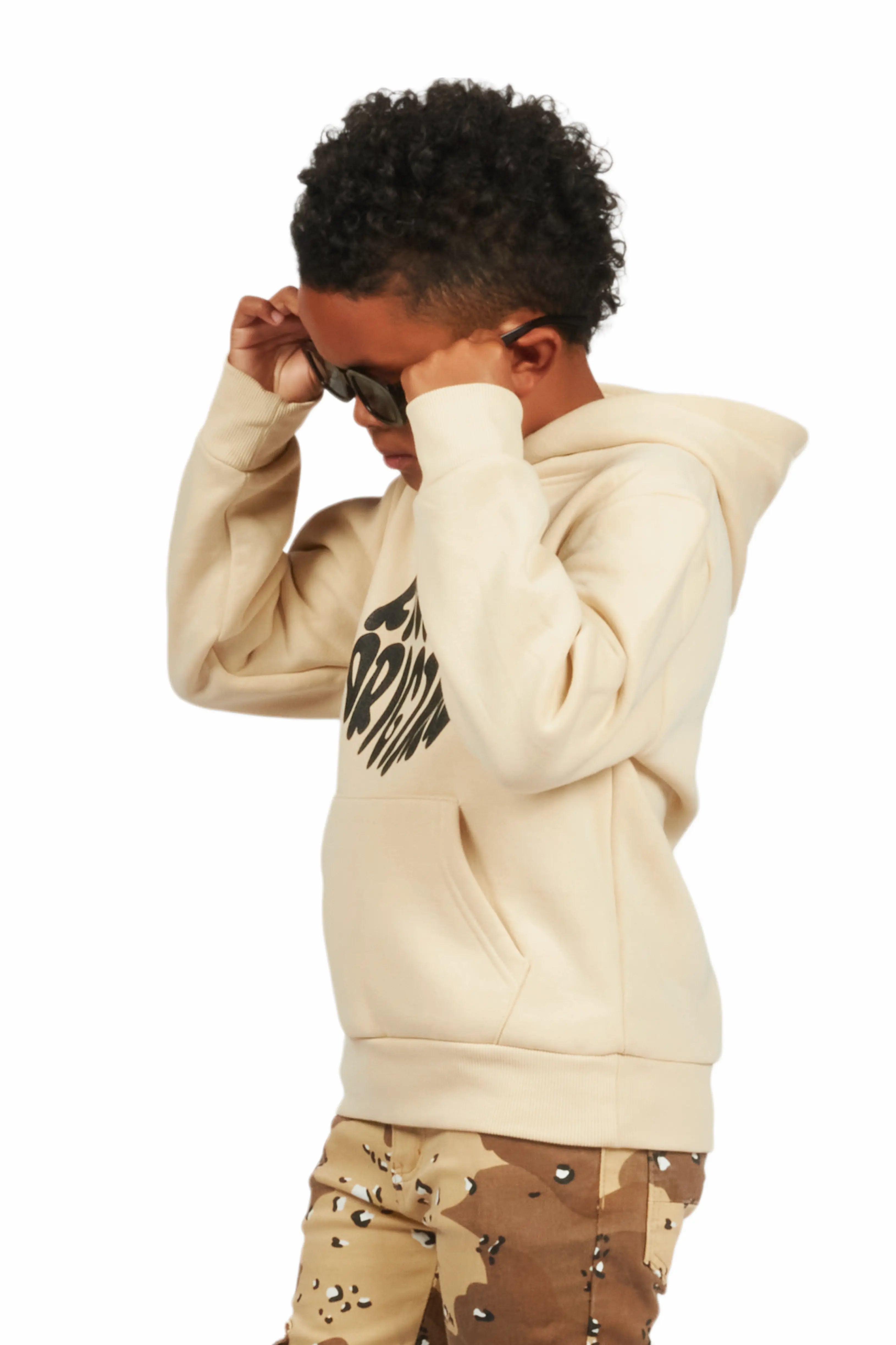 Boys Thierry Beige Graphic Hoodie