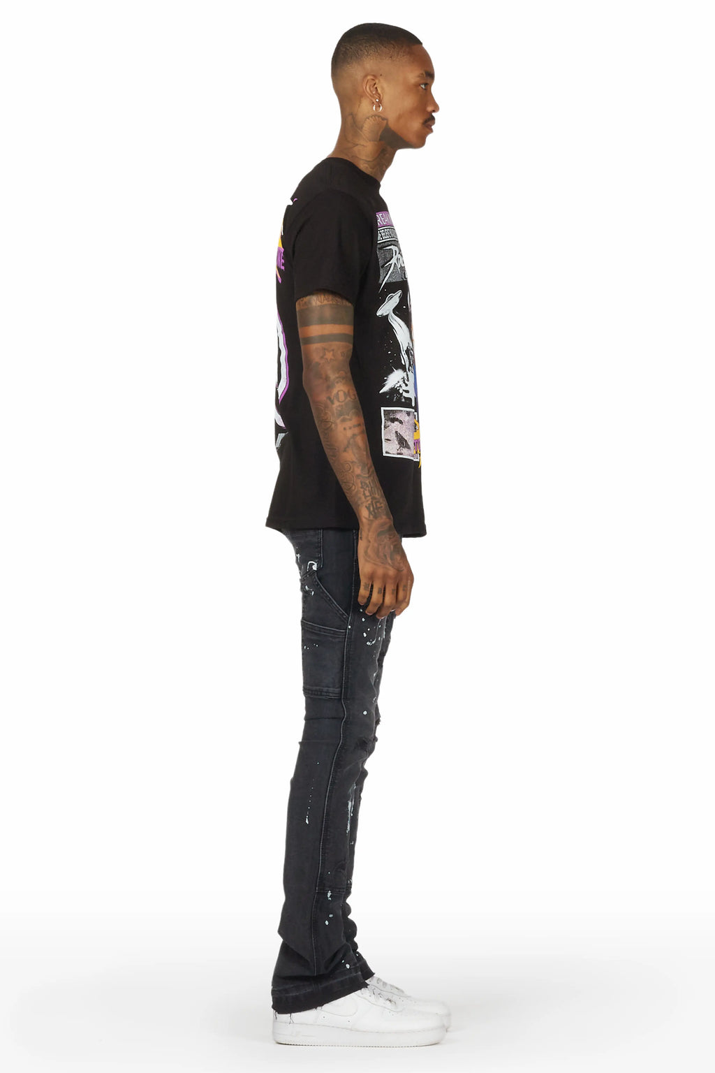 Thorton Black Stacked Flare Jean