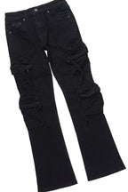 Boys Beno Black/Green T-Shirt/Stacked Flare Jean Set