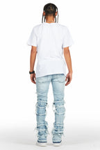 Vasco Light Blue Stacked Flare Jean