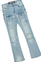 Eppy Black/Blue Long Sleeve T-Shirt/Stacked Flare Cargo Jean Bundle