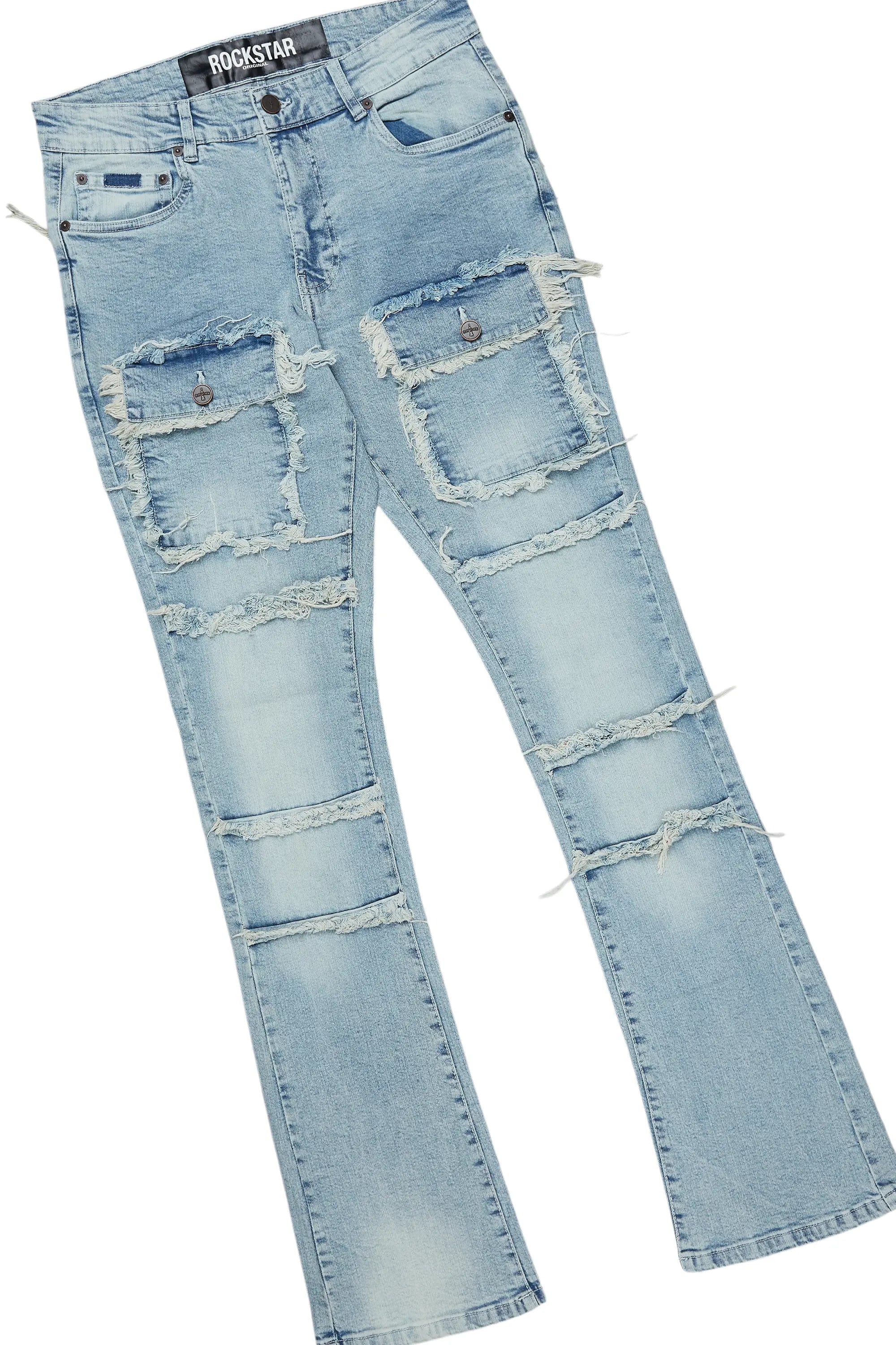 Eppy Black/Blue Long Sleeve T-Shirt/Stacked Flare Cargo Jean Bundle