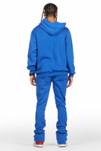Amos Royal Blue Stacked Flare Hoodie Track Set