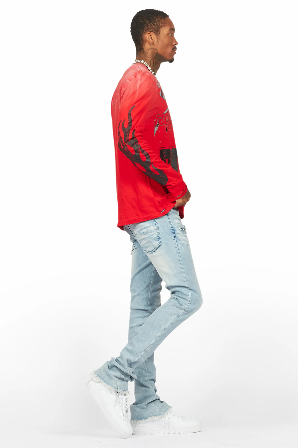 Amos Red Long Sleeve Graphic T-Shirt