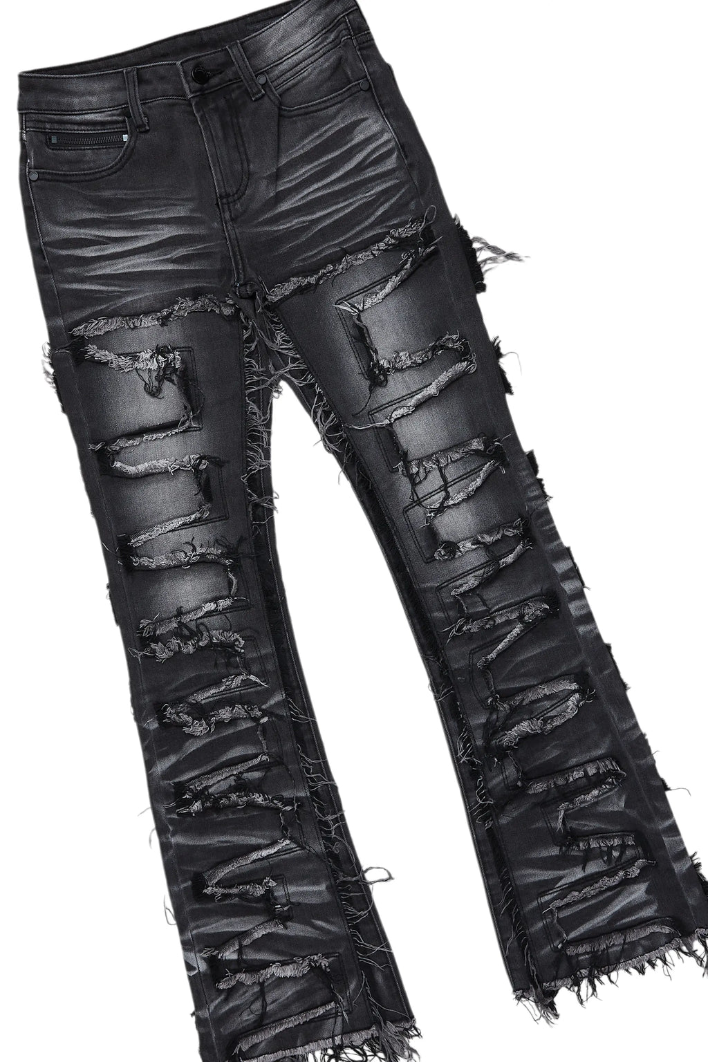 Boys Texastea Vintage Black Hoodie/Stacked Flare Jean Set