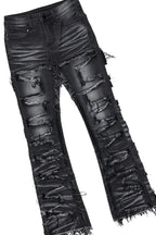 Boys Texastea Vintage Black Hoodie/Stacked Flare Jean Set