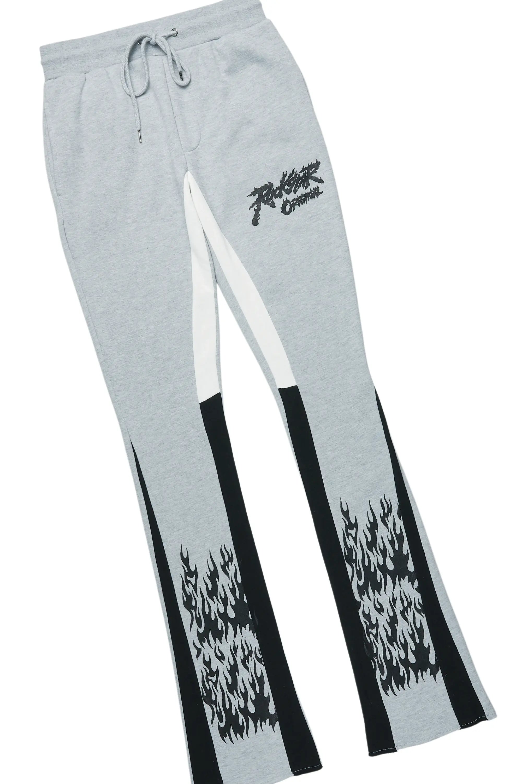 Bubble Grey/Black Stacked Flare Hoodie Track Set