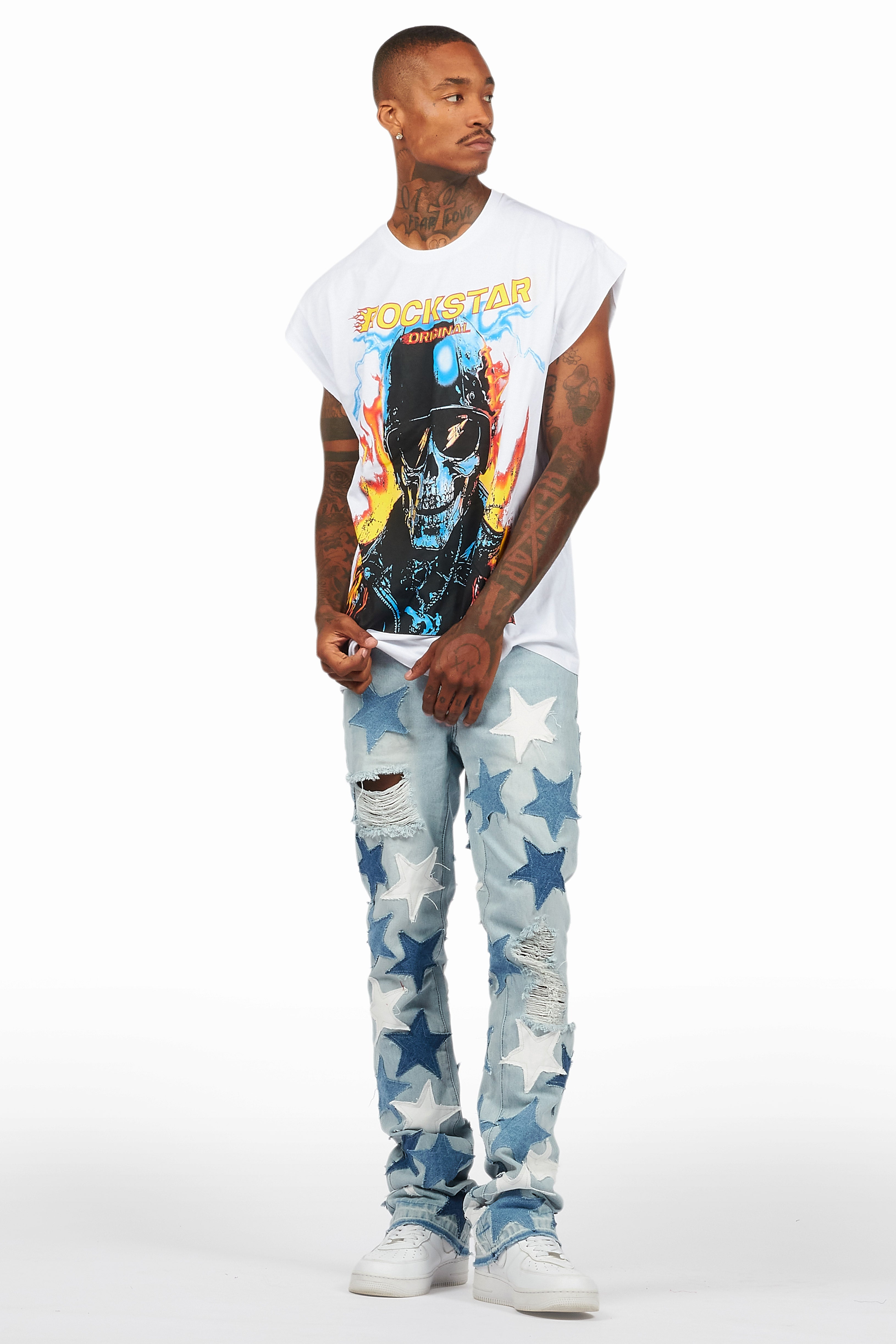 StarLane Light Blue Stacked Flare Jean