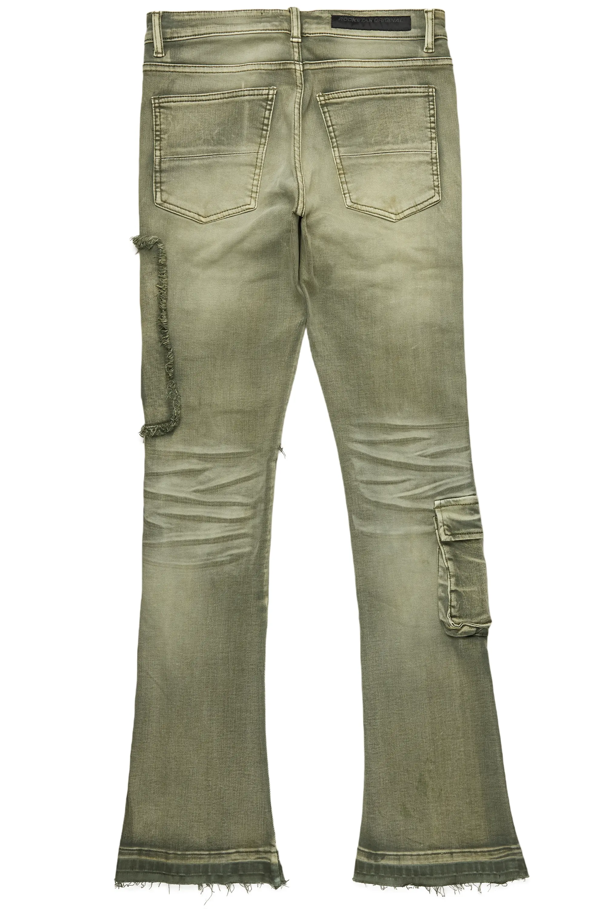 Zaxton Green Stacked Flare Jean