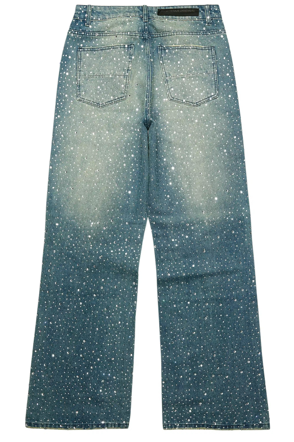 Discolite Rhinestone Medium Blue Baggy Jean