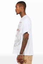 Veyene White Graphic Rhinestone T-Shirt
