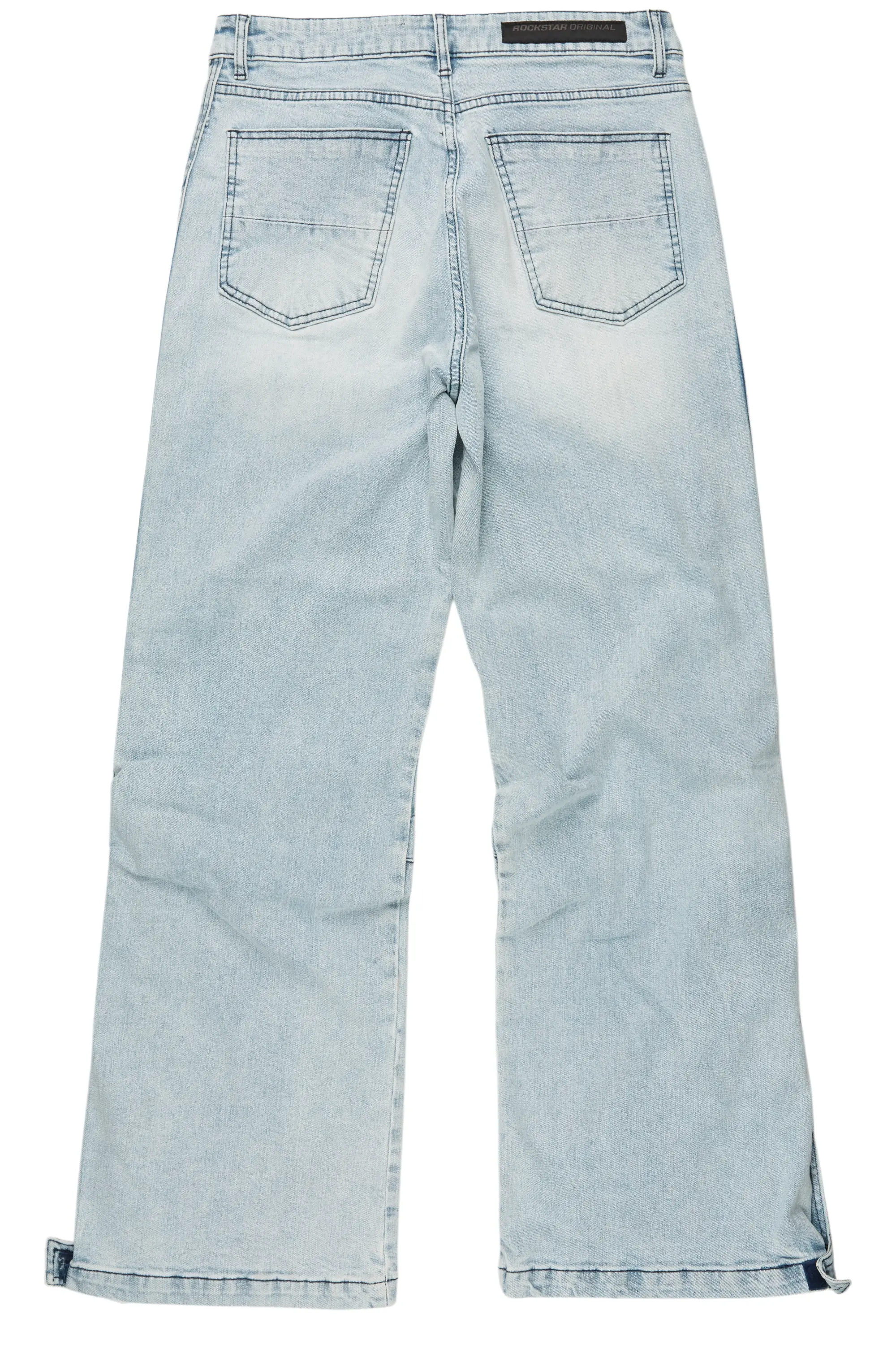 Yuri Blue Stacked Cargo Flare Jean