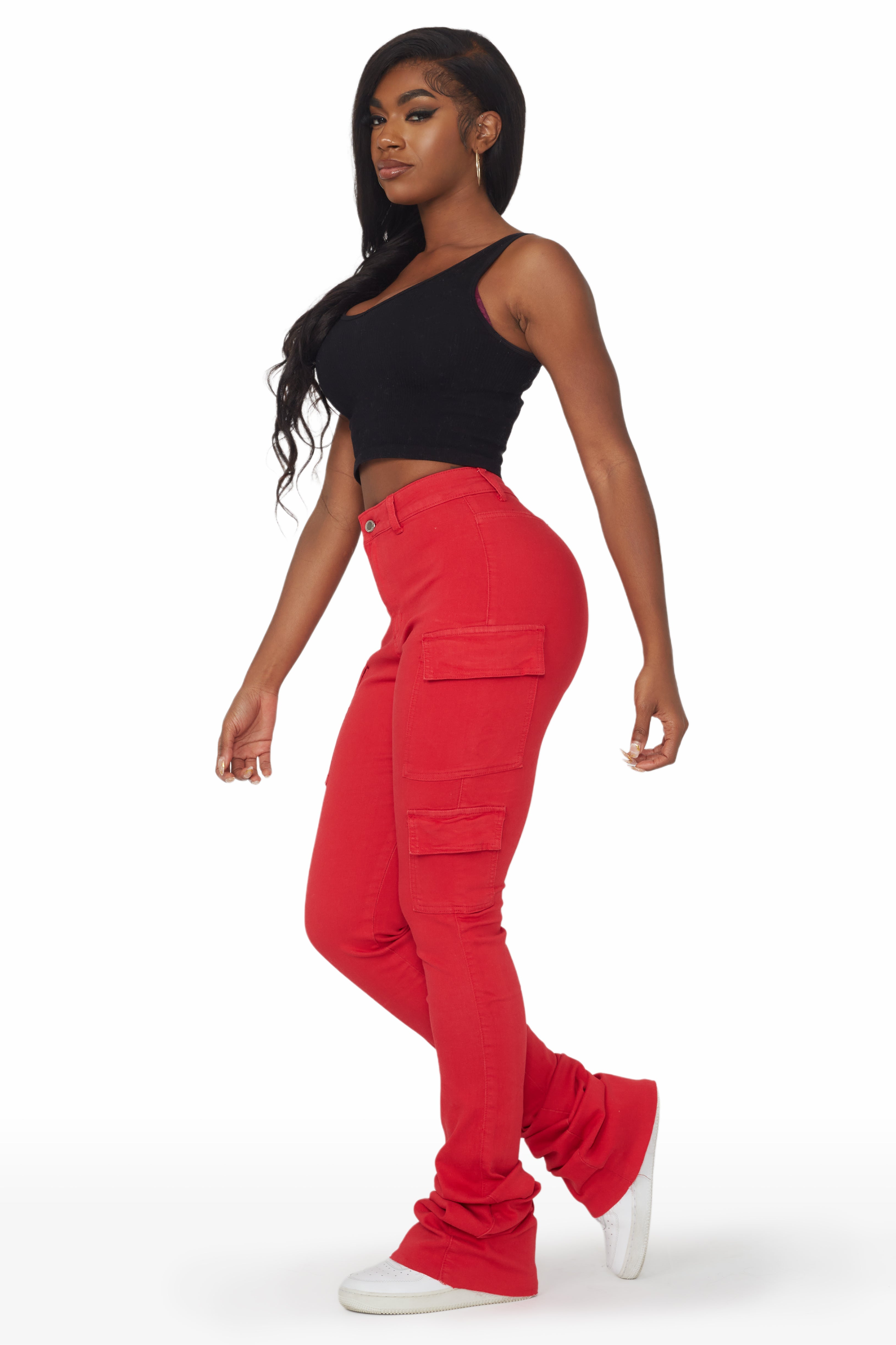 Vixen Red Cargo Super Stacked Jean