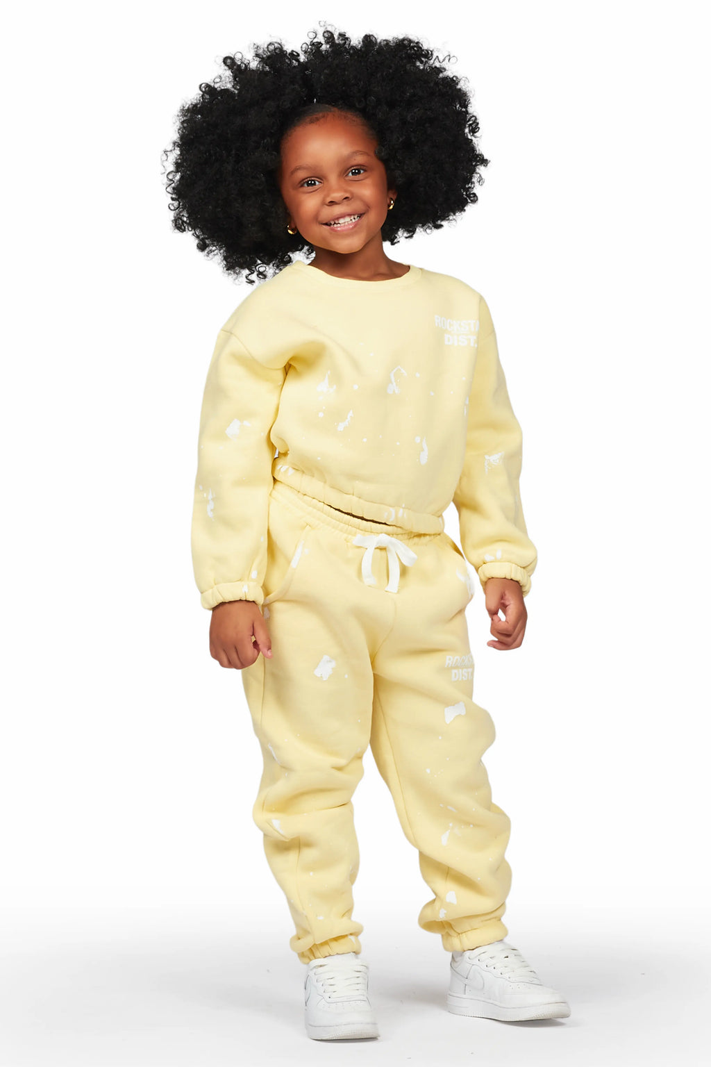 Girls Hadley Yellow Crop Top Pant Set