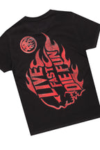 Boys Azai Black T-Shirt Super Stacked Flare PU Jean Set