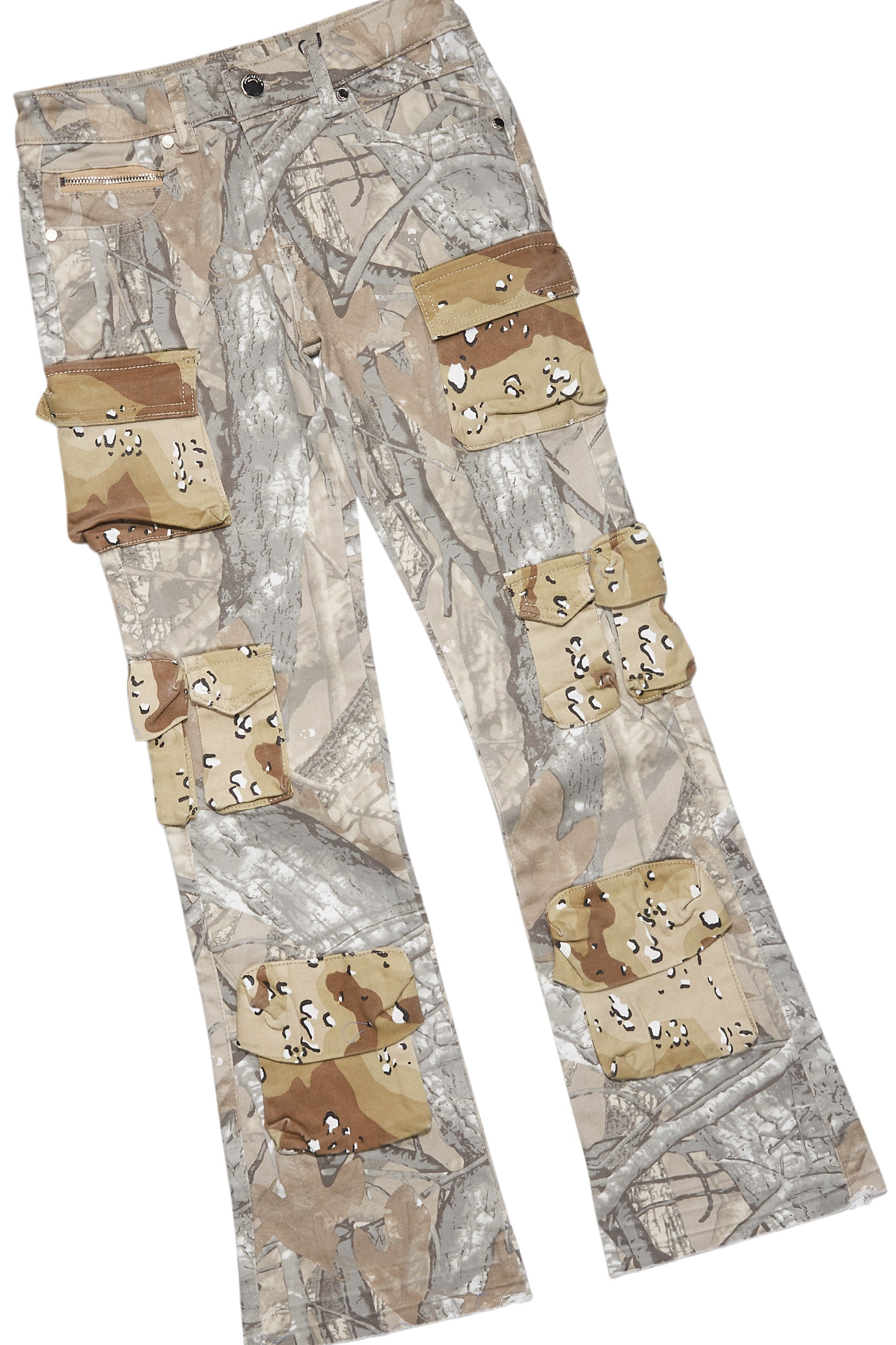 Boys Deiter Black/Beige T-Shirt/Stacked Flare Jean Set