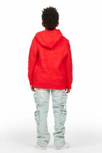 Boys Fields Red Mohair Hoodie/Baggy Cargo Jean Set
