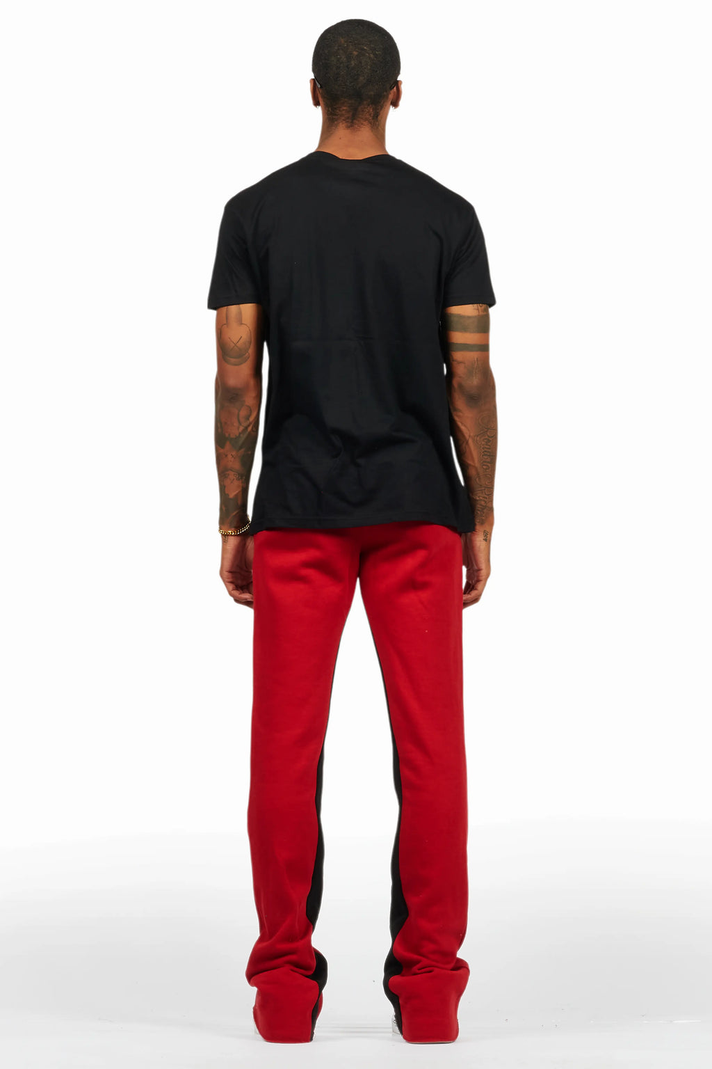 Kastell Black/Burgundy T-Shirt/Stacked Baggy Track Pant Set