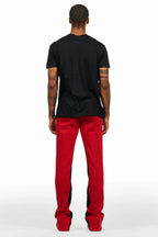 Kastell Black/Burgundy T-Shirt/Stacked Baggy Track Pant Set