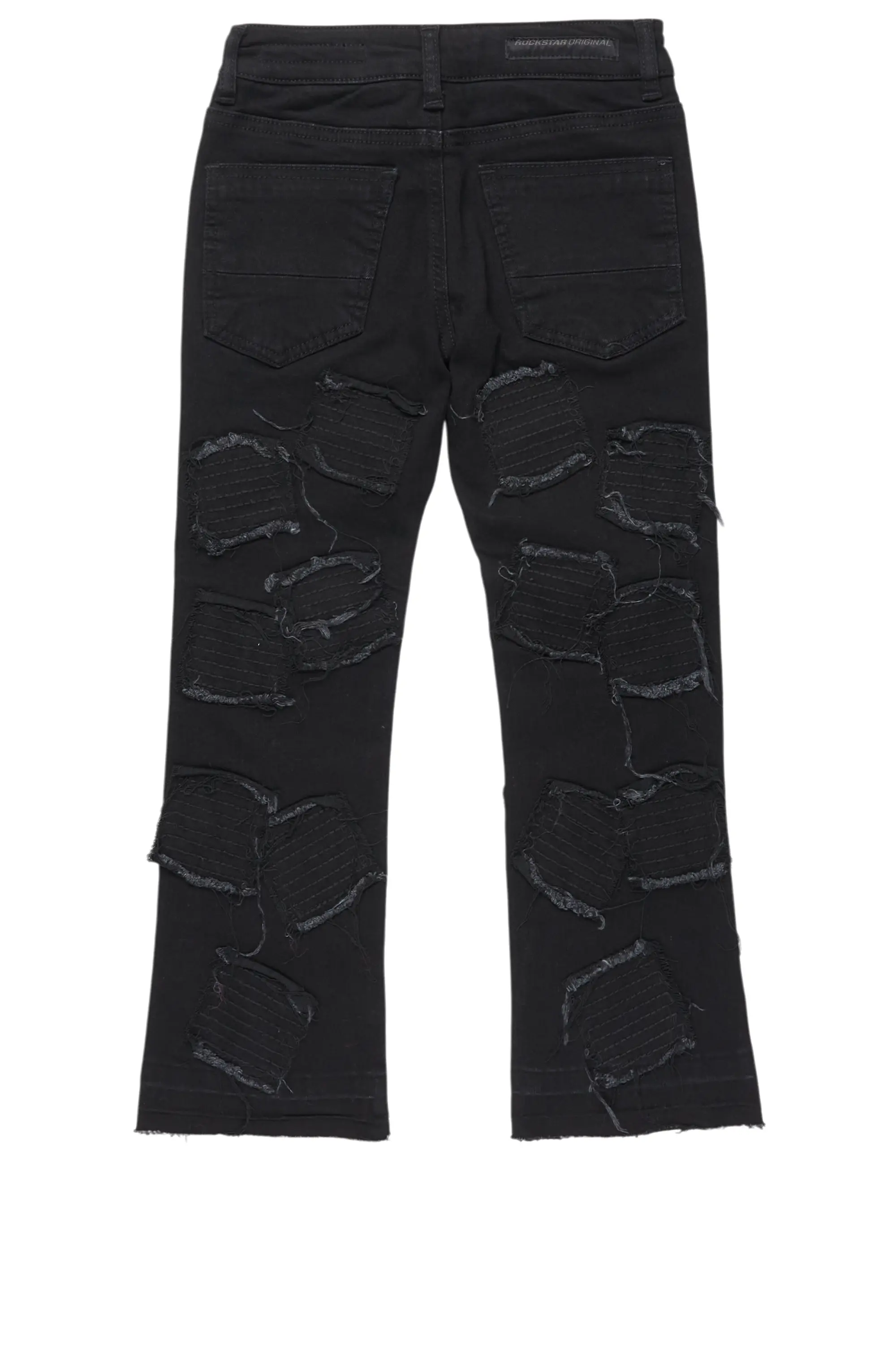 Boys Gawel Jet Black Stacked Flare Jean