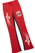 Kastell Black/Burgundy T-Shirt/Stacked Baggy Track Pant Set