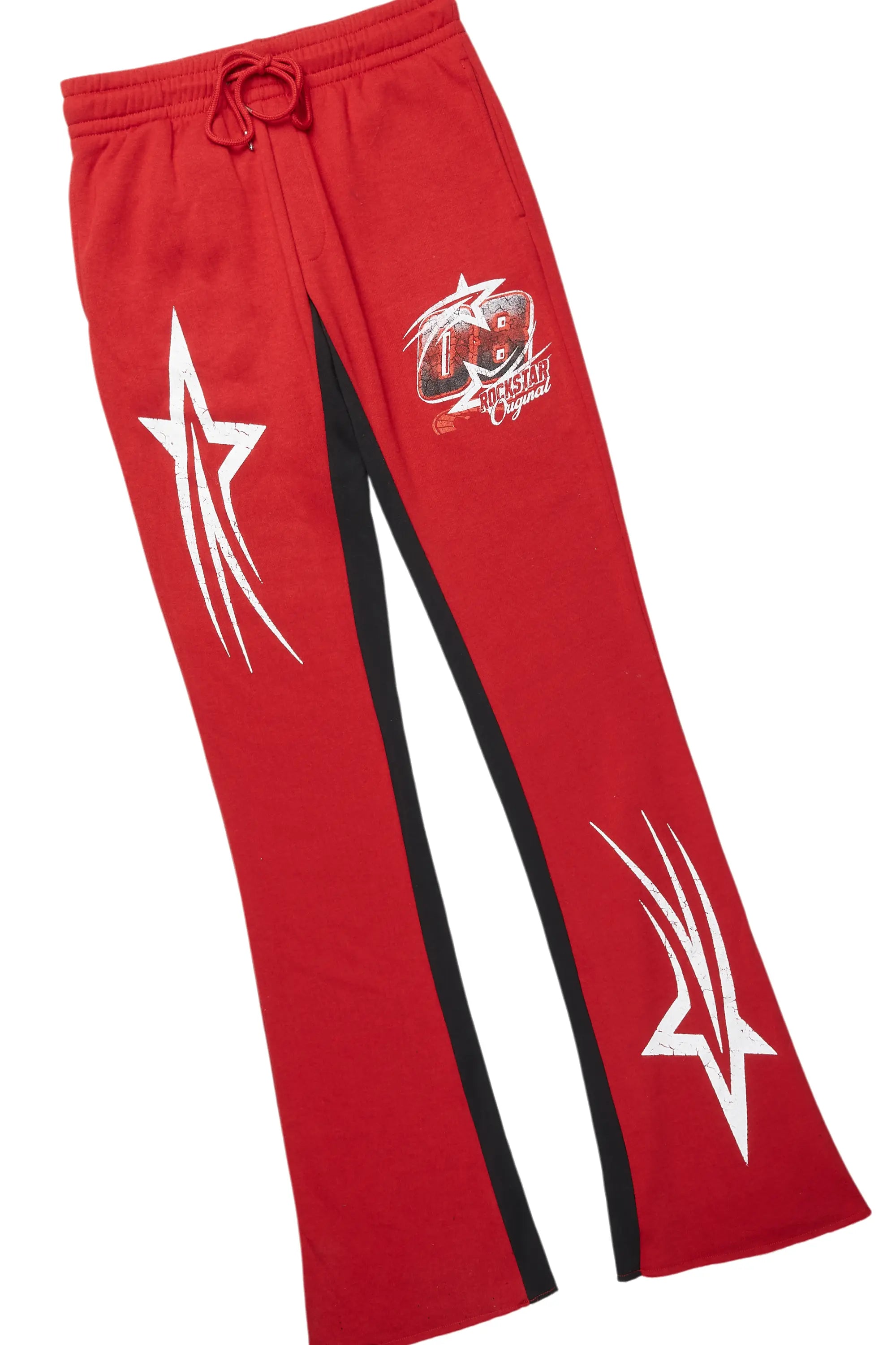 Kastell Black/Burgundy T-Shirt/Stacked Baggy Track Pant Set