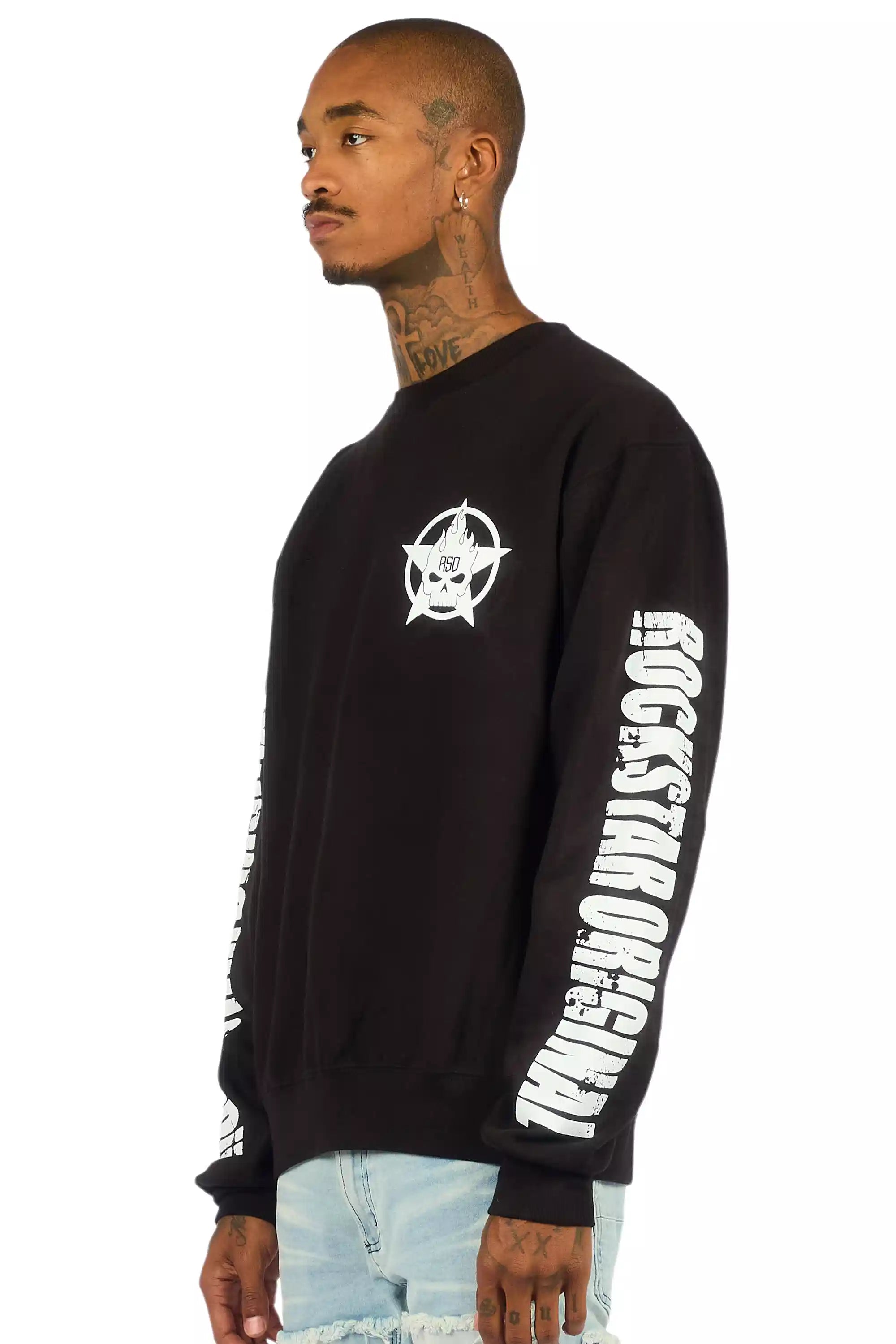 Keve Black/White Graphic Crewneck Sweatshirt