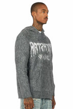 Andros Reflected Grey Graphic Knitted Mohair Hoodie