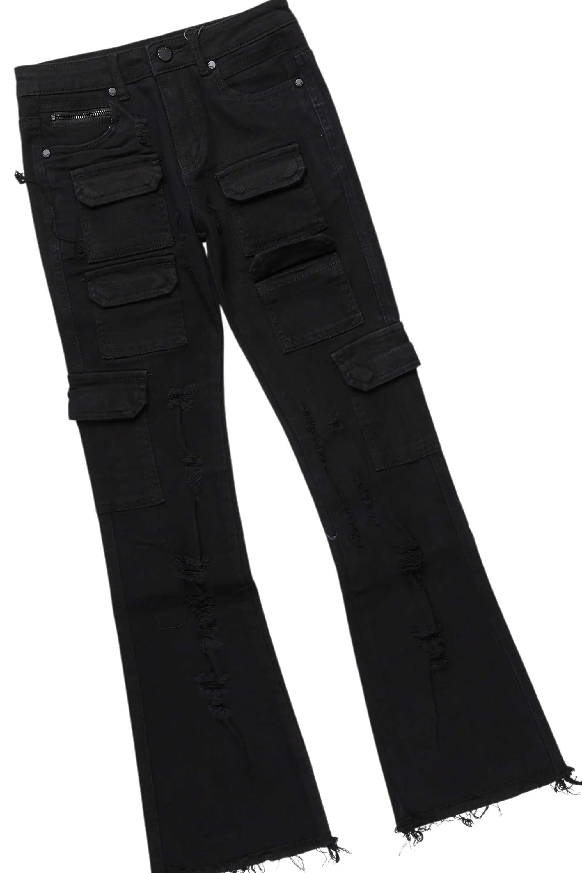 Boys Chuffed  White T-Shirt/Stacked Flare Jean Set