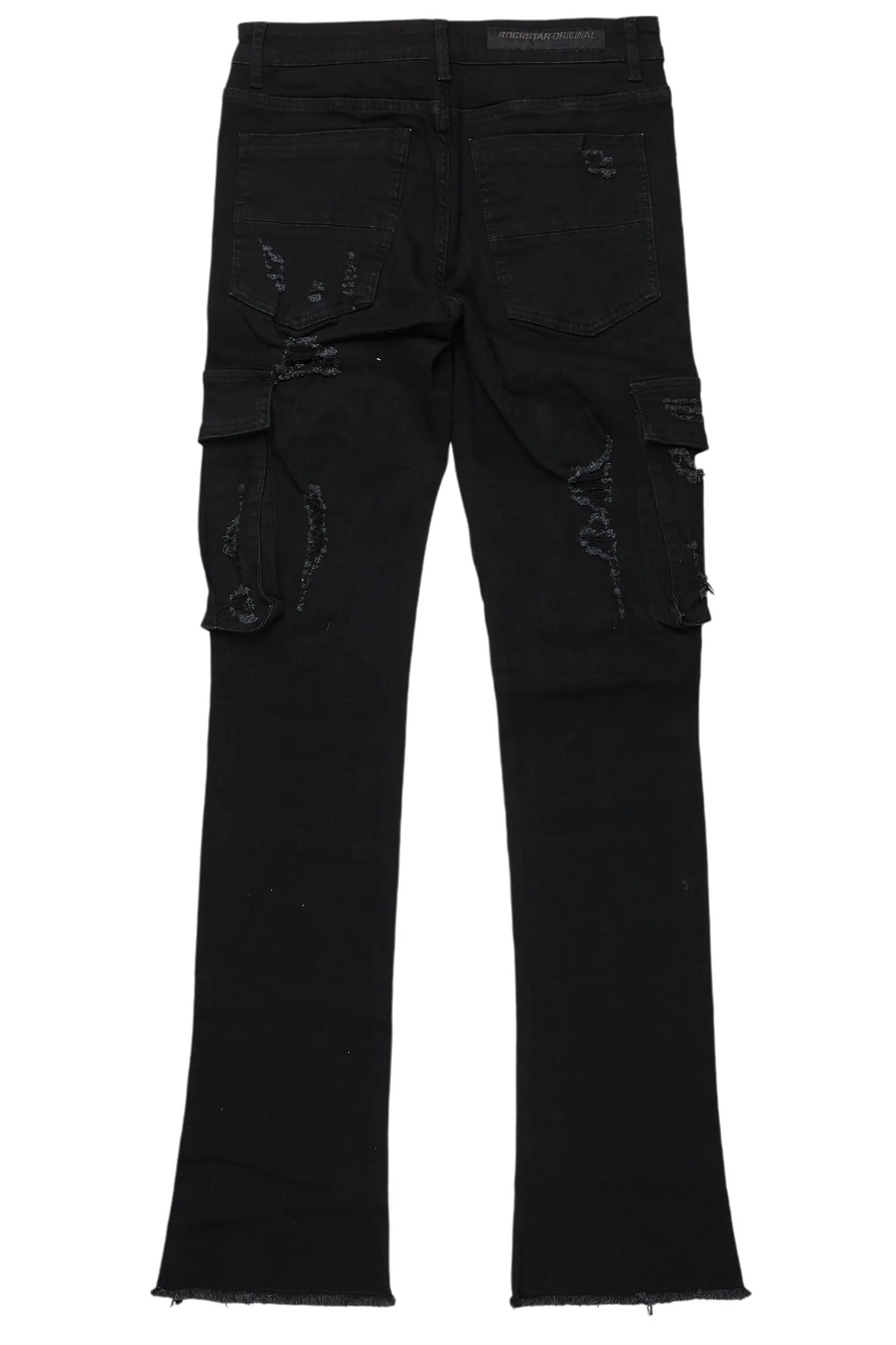 Adalee Black Cargo Stacked Flare Jean