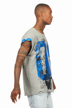 Grill Heather Grey Graphic Muscle T-Shirt