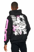 Grill Black/Pink Distressed Graphic Hoodie