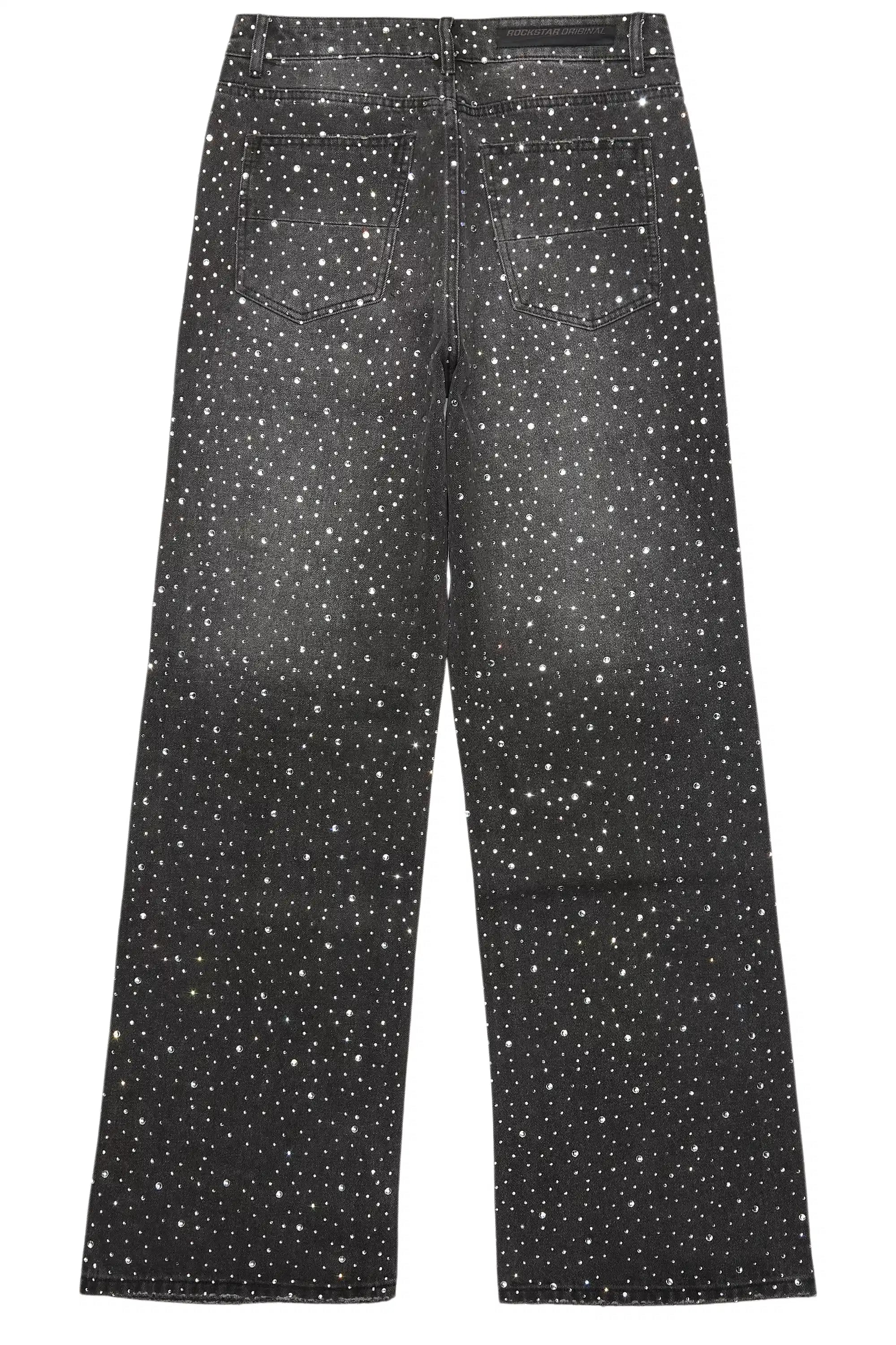 Discolite Rhinestone Grey Baggy Jean