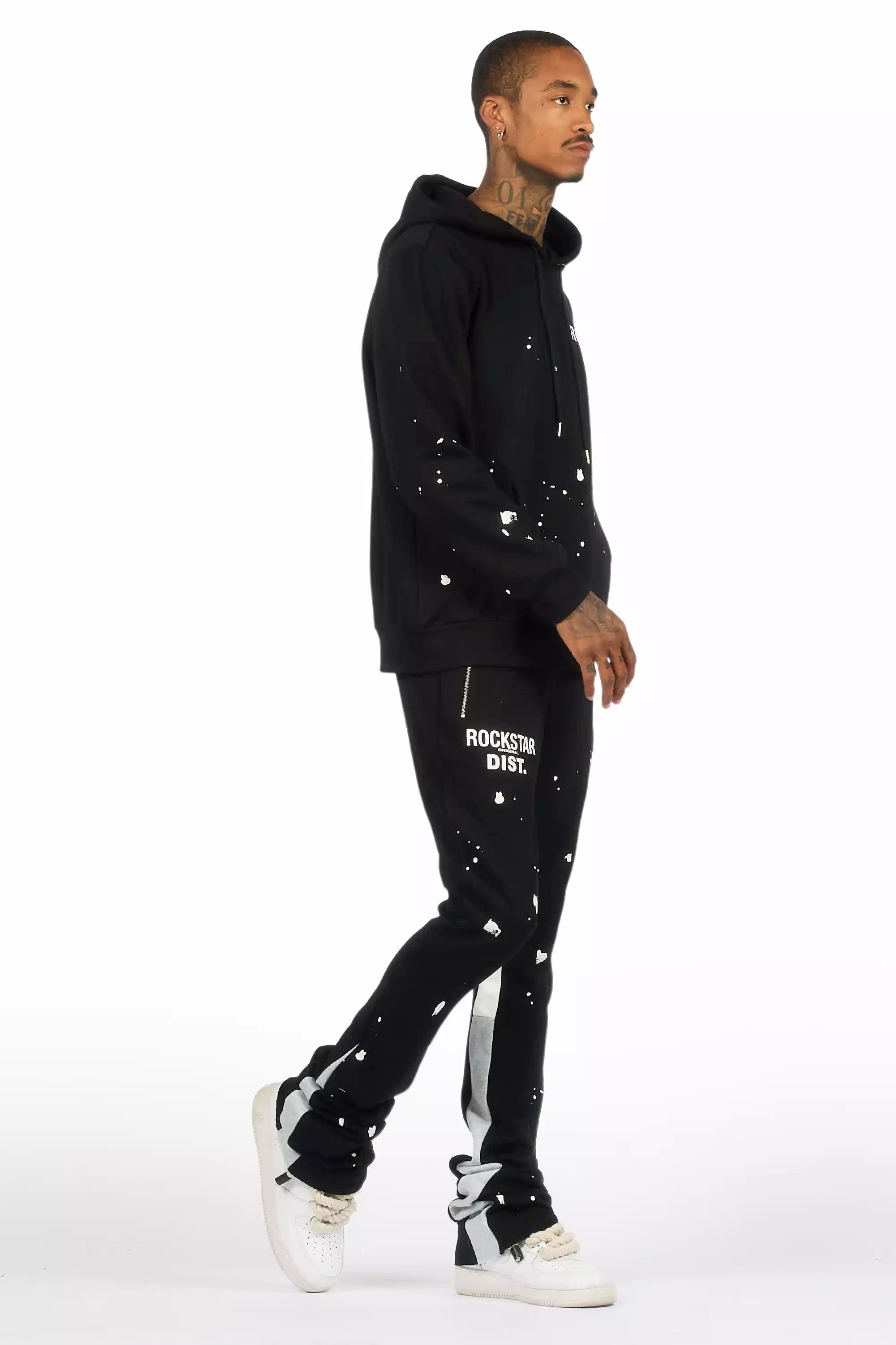 Raffer Black/White Hoodie/Super Stacked Flare Pant Set
