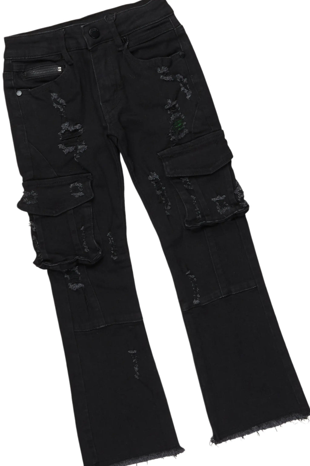 Boys Tadashi Black Hoodie/Stacked Flare Jean Set