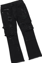 Boys Tadashi Black Hoodie/Stacked Flare Jean Set