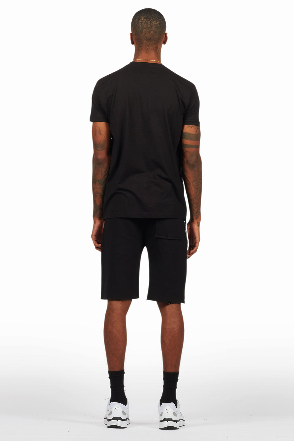 Fillip Black/White T-Shirt/Raw Edge Short Set