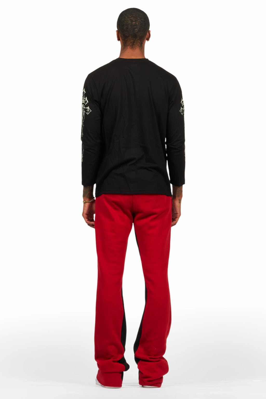 Danby Black/Burgundy Long Sleeve T-Shirt/Baggy Pant Set