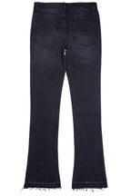 Kama Dark Grey Rhinestone Stacked Flare Jean