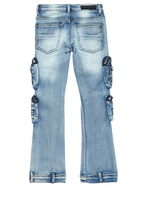 Girls Alisson Light Blue Stacked Flare Jean