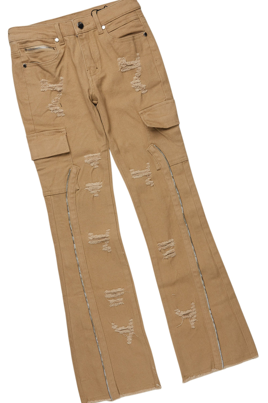 Boys Waller Black/Beige T-Shirt/Stacked Flare Jean Set