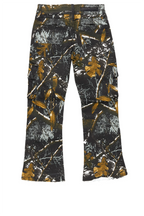 Boys Waage Black Tree Camo Stacked Flare Cargo Jean