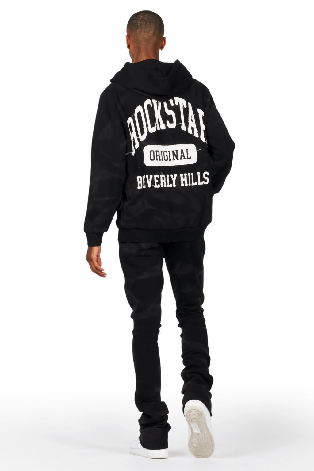 Member Black Hoodie Patchwork Stacked Flare Track Set