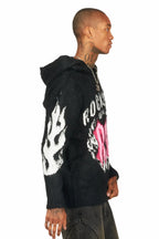 Boaz Black Graphic Mohair Hoodie