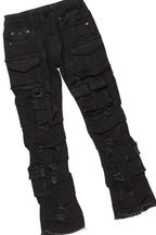 Girls Isha Grey/Black Hoodie/Stacked Flare Jean Set