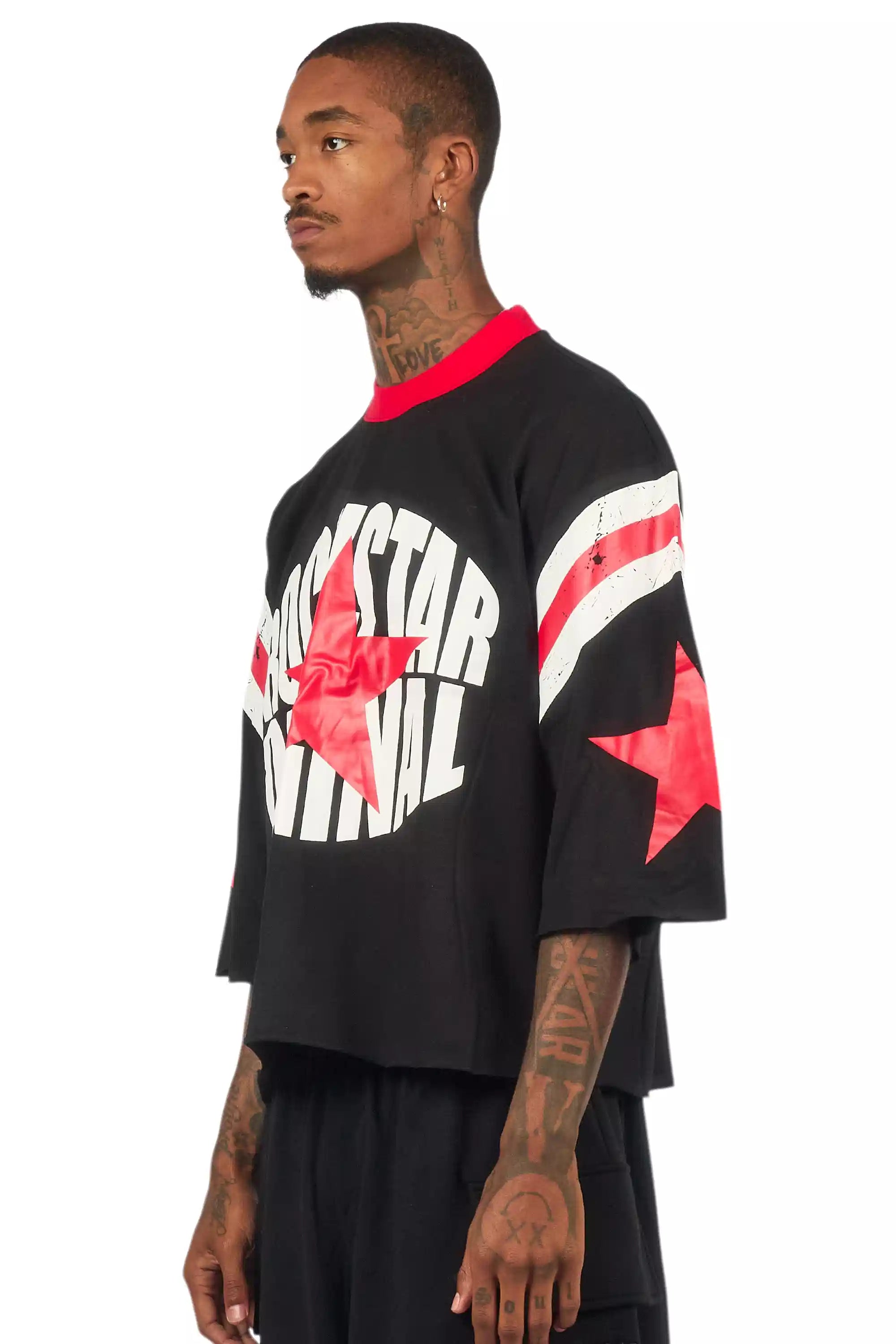 States Black Boxy Crop T-Shirt