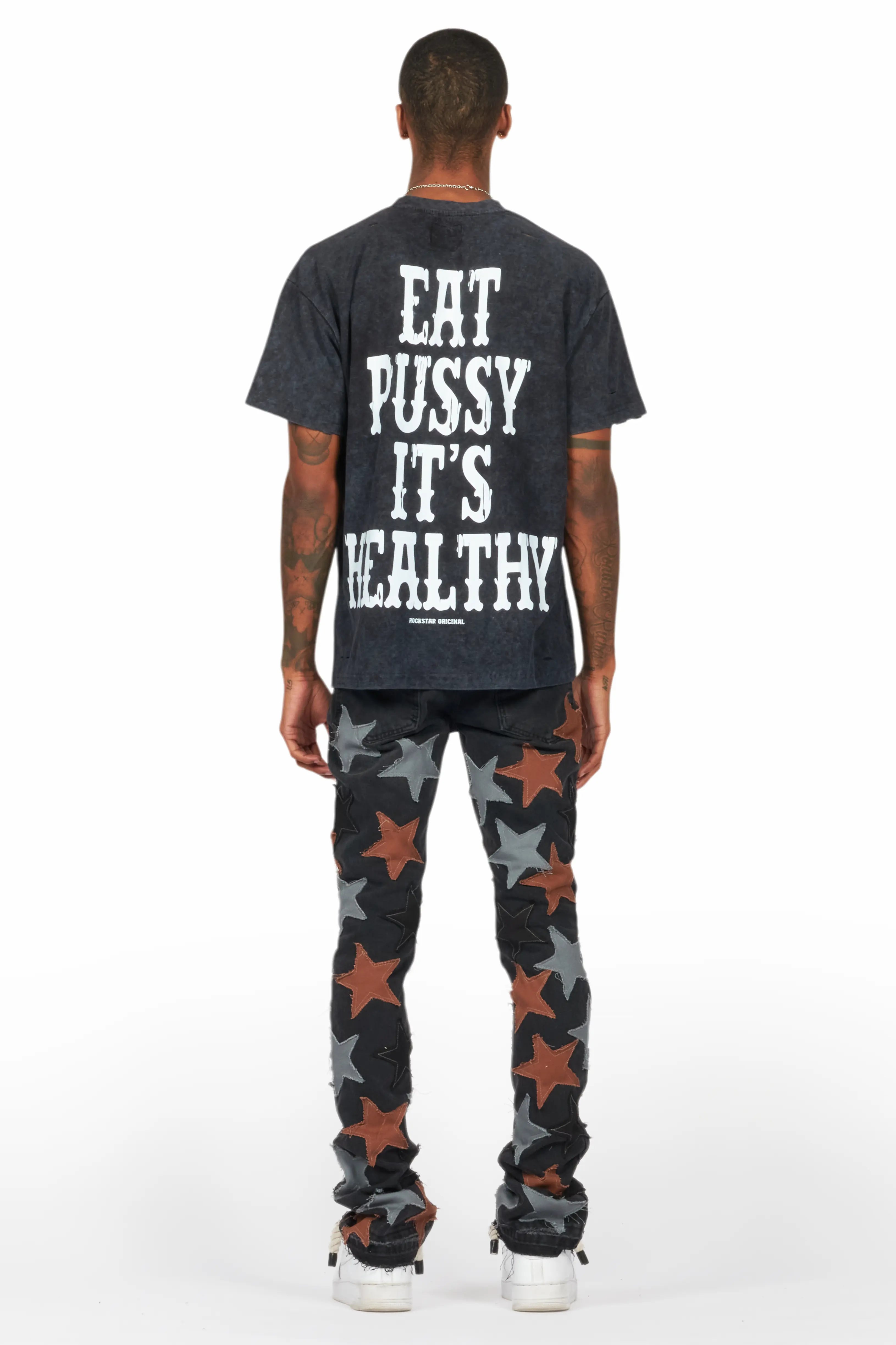 StarLane Black Stacked Flare Jean