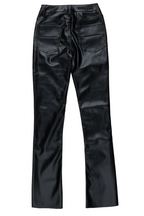 Boys Ricky Black PU Super Stacked Flare Jean