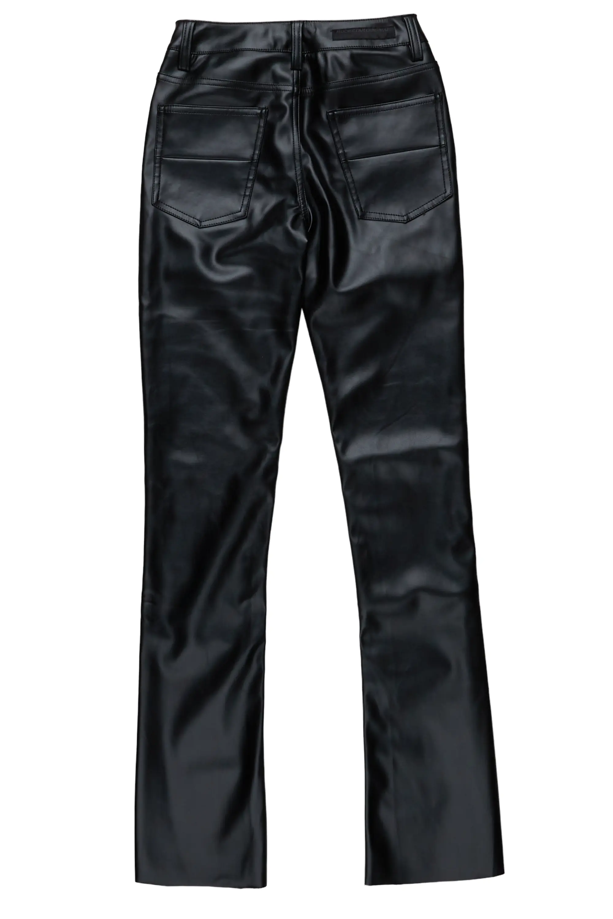 Boys Ricky Black PU Super Stacked Flare Jean