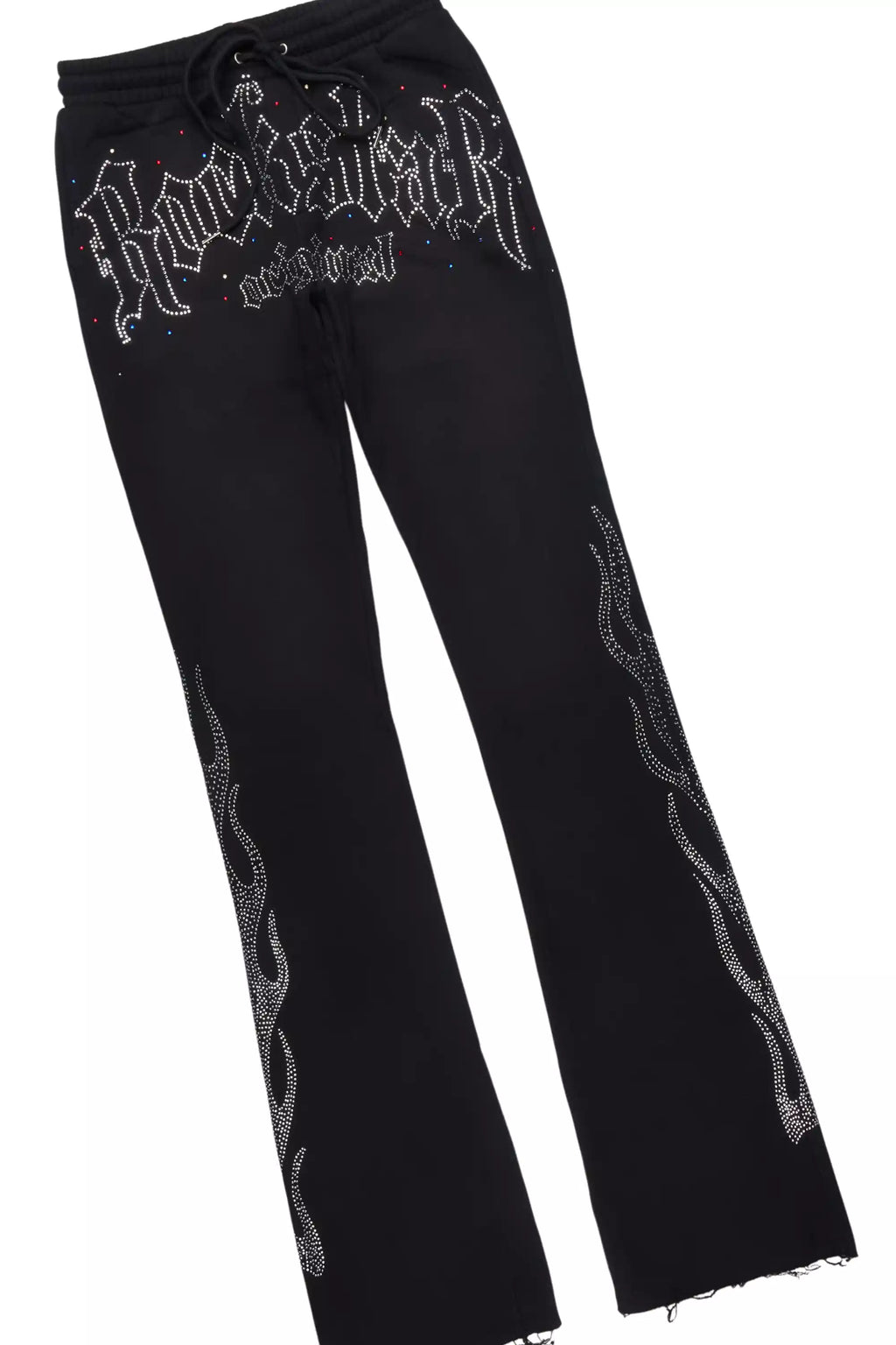 Mares Black Rhinestone Hoodie Relaxed Track Set